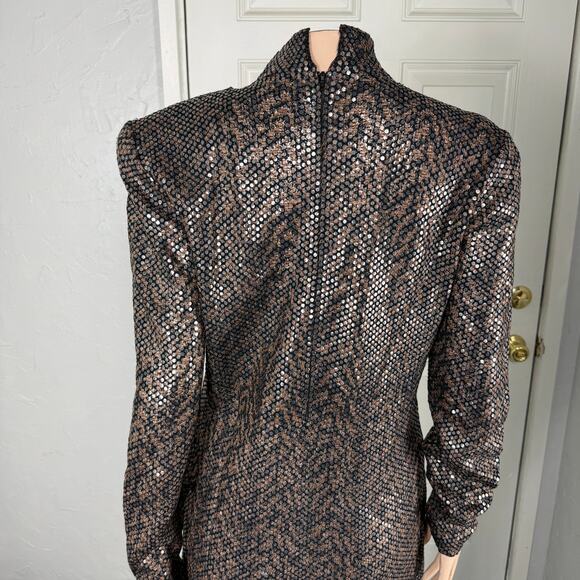Vintage St. John Women's Dress 10 Shift Sequin Designer Wool Blend Shimmer S23 - Picture 5 of 8